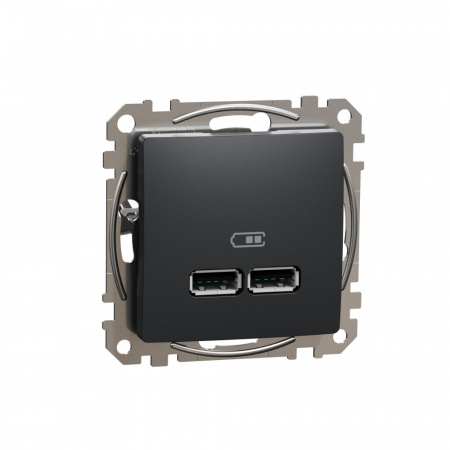 Розетка USB A+A 5В/2,1А 2х5В/1,05А Schneider Electric Sedna Design, антрацит SDD114401