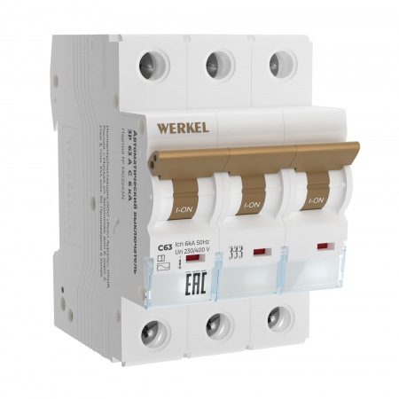 Автоматический выключатель 3P 63 A C 6 kА Werkel Автоматические выключатели W903P636