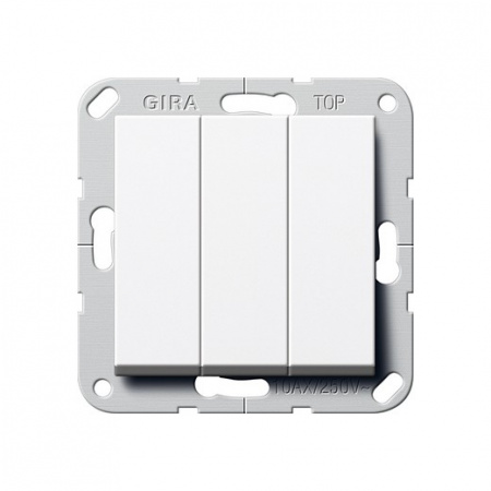 Выключатель 3-клавишный проходной, белый глянец GIRA пластик белый глянцевый 0283203