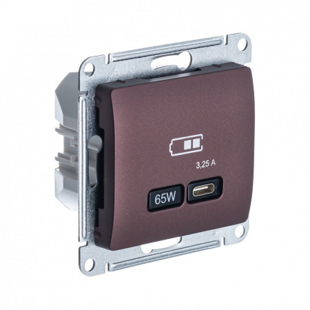 USB Розетка тип-C 65W Systeme Electric (Schneider Electric) Glossa высокоскоростная зарядка QC, PD, механизм, БАКЛАЖАНОВЫЙ