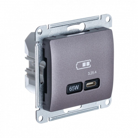 USB Розетка тип-C 65W Systeme Electric (Schneider Electric) Glossa высокоскоростная зарядка QC, PD, механизм, СИРЕН.ТУМАН