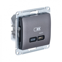 USB Розетка тип-C 65W Systeme Electric Glossa высокоскоростная зарядка QC, PD, механизм, ГРАФИТ