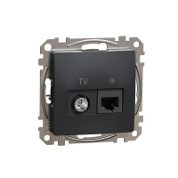 Розетка двойная TV и компьютерная RJ45, категории 6 Schneider Electric Sedna Design, антрацит SDD114469T
