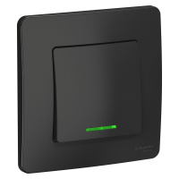 Одноклавишный переключатель скрытой установки с подсветкой 10А 250В (cх.6) Systeme Electric Blanca BLNVS010616, Антрацит