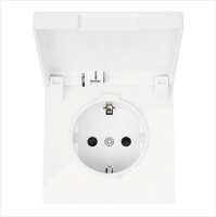 Розетка SCHUKO© с крышкой и защитными шторками 16A 250V~ 2P+T, цвет белый глянцевый Jasmart FD5505W
