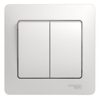 Выключатель 2-клавишный Systeme Electric Glossa, сх.5, 10АХ, в сборе, БЕЛЫЙ GSL000152