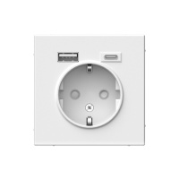 Розетка 16А с заземлением и шторками с 2 USB A+Type-C Systeme Electric ArtGallery, БЕЛЫЙ  GAL000132