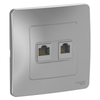Розетка скрытой установки двойная компьютер + телефон Systeme Electric Blanca BLNIS045113, Алюминий