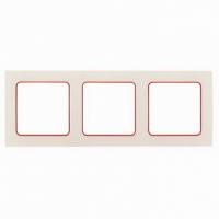 3 постовая рамка белая с линией цвета красный EKF Стокгольм EKF EAM-G-304-10