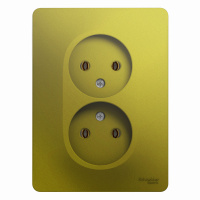 Розетка двойная Systeme Electric Glossa без заземления,16А, 250В, в сборе,ФИСТАШКОВЫЙ GSL001020