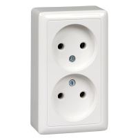 Розетка двойная без заземления 16А Systeme Electric Hit, БЕЛЫЙ RA16-237-B