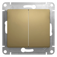 Выключатель 2-клавишный схема 5 10 AX Systeme Electric Glossa, титан GSL000451