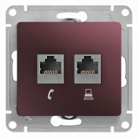 Розетка двойная RJ11+RJ45 категория 5Е Systeme Electric (Schneider Electric) Glossa, баклажановый GSL001185
