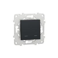 Выключатель 2-клавишный 2 модуля с подсветкой 2 х схема 1а Unica NEW Schneider Electric антрацит NU521154N