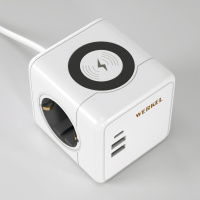 Розеточный блок 3-местный + 3×USB Werkel + беспроводная зарядка W6513501