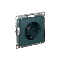 Розетка Systeme Electric AtlasDesign с заземлением со шторками, 16А, механизм, быстрозажим. клем., ИЗУМРУД ATN000845S