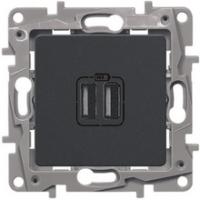 Зарядное устройство USB 2400mA антрацит Etika 672694