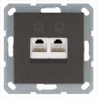 Интернет-розетка RJ45 двойная с накладкой 6 категория, цвет Мокко Jasmart G6108Z