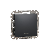 Выключатель 1-клавишный с синей подсветкой, схема 1а 10АХ Schneider Electric Sedna Design, антрацит SDD114101L