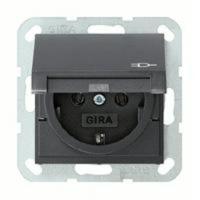 Розетка с заземляющими контактами 16А/250В, с откидной крышкой IP44 GIRA пластик антрацит 045428
