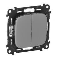 Выключатель 2 клавишный 10А 250В безвинтовые зажимы Legrand Valena Allure 752005+755027