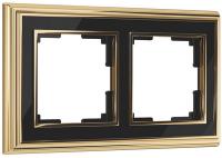 Рамка 2 местная золото - черная металл Palacio Werkel W0021330