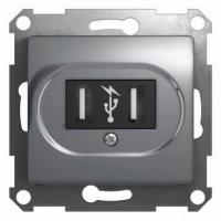 Розетка USB цв. алюминий Schneider Electric Glossa GSL000332