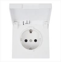 Розетка SCHUKO© с крышкой и защитными шторками 16A 250V~ 2P+T, цвет Белый матовый (soft touch) Jasmart FD5505PWM