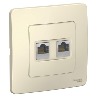 Компьютерная розетка RJ45 скрытой установки двойная Systeme Electric Blanca, Молочный, BLNIS045452