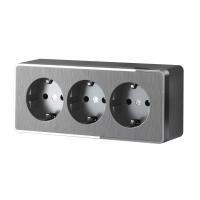 Розетка тройная с заземлением и шторками Gallant графит рифленый Werkel Накладные механизмы Gallant графит рифленый W5073104