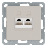 Интернет-розетка RJ45 двойная с накладкой 6 категория, цвет Тауп Jasmart G6108T