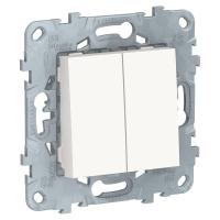 Переключатель 2-клавишный 2 х схема 6 10 AX 250 В Unica NEW Schneider Electric белый NU521318