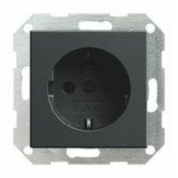 Розетка с заземляющими контактами 16А/250В с защитой от детей и пиктограммой GIRA пластик антрацит 045328