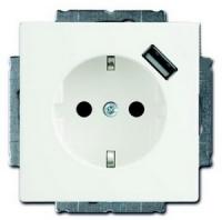 Розетка 220v с usb 1 портом chalet белая ABB Basic 55 2CKA002011A6196