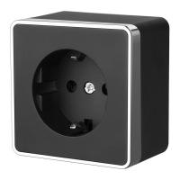 Розетка с заземлением Gallant черный/хром Werkel Накладные механизмы Gallant черный/хром W5071035