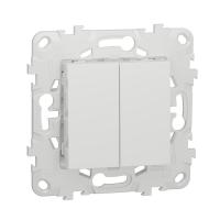 Выключатель 2-клавишный схема 5 10 AX 250 В Unica NEW Schneider Electric белый NU521118