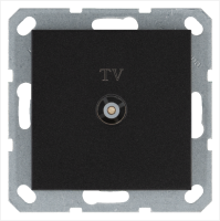 Розетка TV Φ9.5mm проходная с накладкой, цвет Антрацит Jasmart G6002B