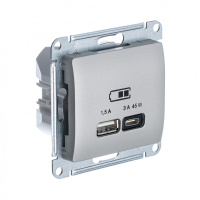 USB Розетка A + тип-C 45W Systeme Electric Glossa высокоскоростная зарядка QC, PD, механизм, ПЛАТИНА