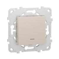 Выключатель 1-клавишный с подсветкой схема 1а Unica NEW Schneider Electric бежевый NU520144N