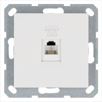 Телефонная розетка RJ11 с накладкой, цвет белый глянцевый Jasmart G6101W