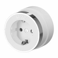 Розетка с заземлением Vintage белый матовый/хром Werkel Накладные механизмы Vintage белый матовый/хром W5871050
