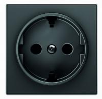 Розетка 220v c/з и шторками черный бархат ABB Sky Niessen 2CLA818800A1001|2CLA858800A1501