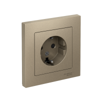 Розетка Systeme Electric AtlasDesign с заземлением со шторками, 16А, в сборе, ШАМПАНЬ ATN000544