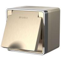 Розетка влагозащ. с зазем. с защит. крышкой и шторками Gallant шампань рифленый Werkel Накладные механизмы Gallant шампань рифленый W5071210