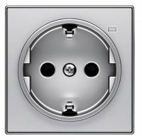 Розетка + подс. контрольной алюминий ABB Sky Niessen 2CLA818880A1001|2CLA858880A1301