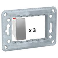 Выключатель трехклавишный цвет алюминий NU310130x3 + NU7103 Schneider Unica New