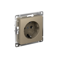 Розетка Systeme Electric AtlasDesign с заземлением со шторками, 16А, механизм, быстрозажим. клем., ШАМПАНЬ ATN000545S