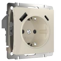Розетка с заземлением, шторками и USB тип A+C слоновая кость Werkel  W1171703