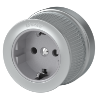 Розетка с заземлением матовый хром ретро Werkel Накладные ретро механизмы Ретро матовый хром WL19-10-01