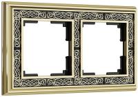 Рамка 2 местная золото - черная металл Gracia Werkel W0021430